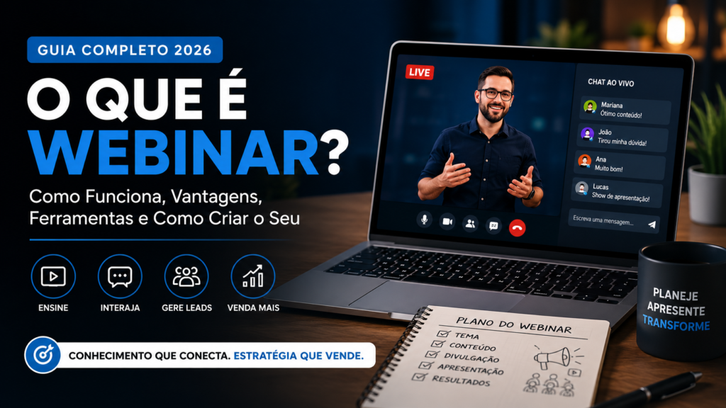 O que é webinar: guia completo 2026 sobre como funciona e como criar