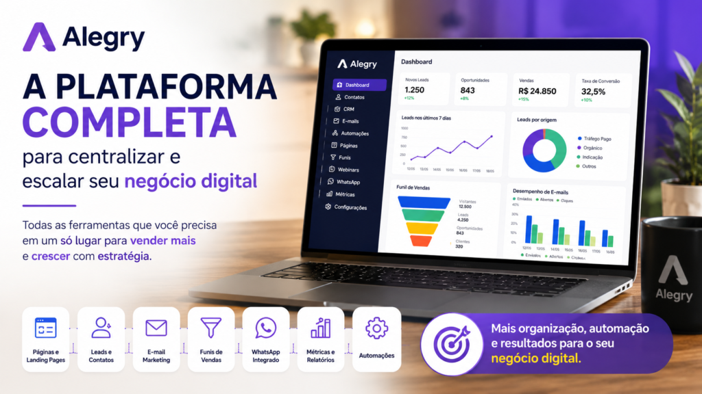 Alegry: plataforma para centralizar ferramentas de marketing e vendas no negócio digital