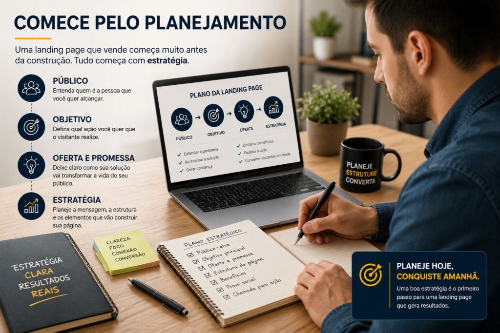 Planejamento da estratégia e definição do público para criar uma landing page